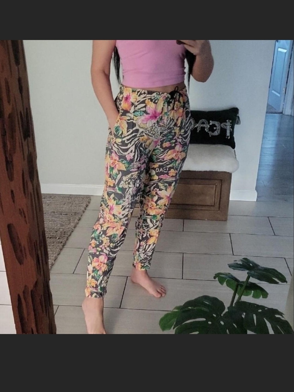 Jams World Pink & Multicolor Floral  Jogger Pants